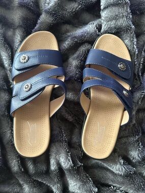 Navy Comfort Slide Sandals for Women - Casual Slip-On Shibever 38 7.5 Spring